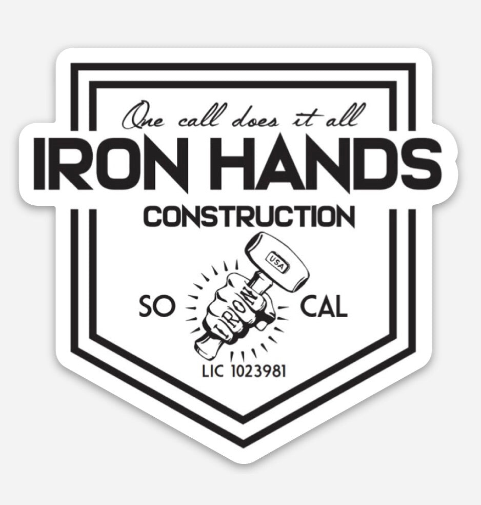 Iron hands construction sticker
